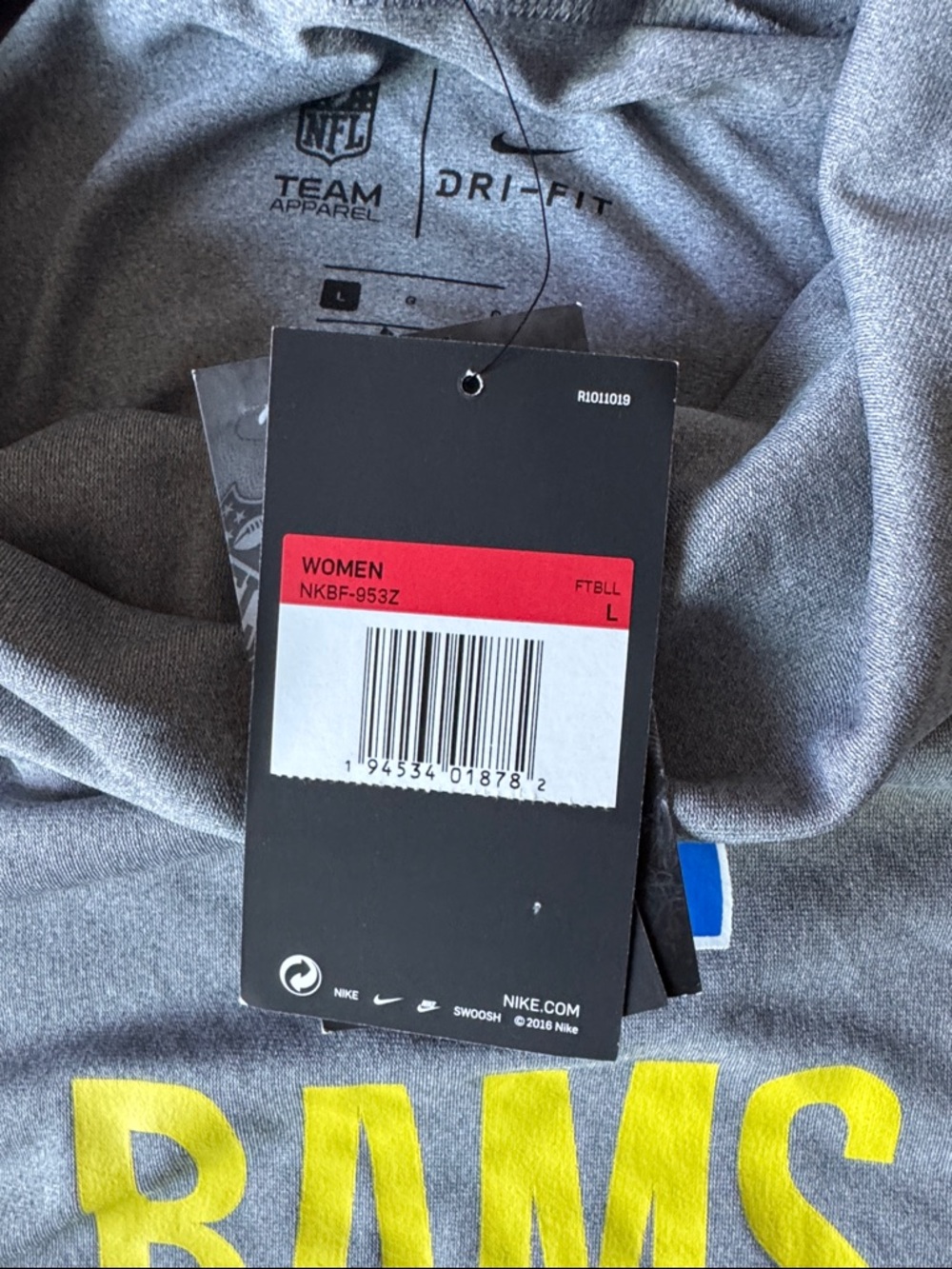 Nike LA Rams Gray Blue and Yellow Team Hoodie - Picture 8 of 8